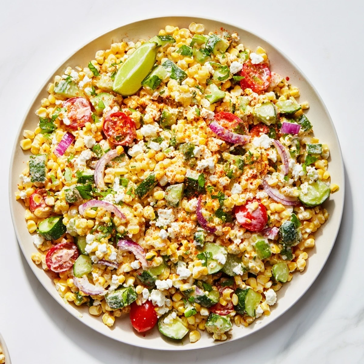Mexican Street Corn Chopped Salad overflowing with colorful veggies and creamy, spiced dressing.