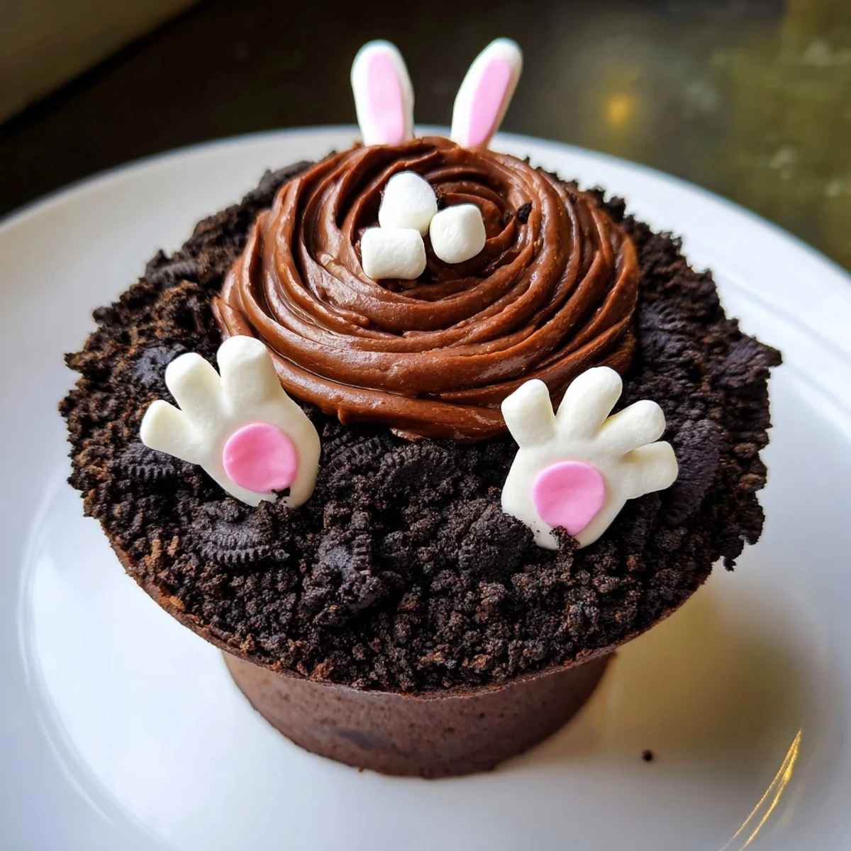 Serve the delightful Bunny Burrow Cupcake Tray: Moist chocolate cupcakes with fluffy buttercream, ready for spring celebrations.