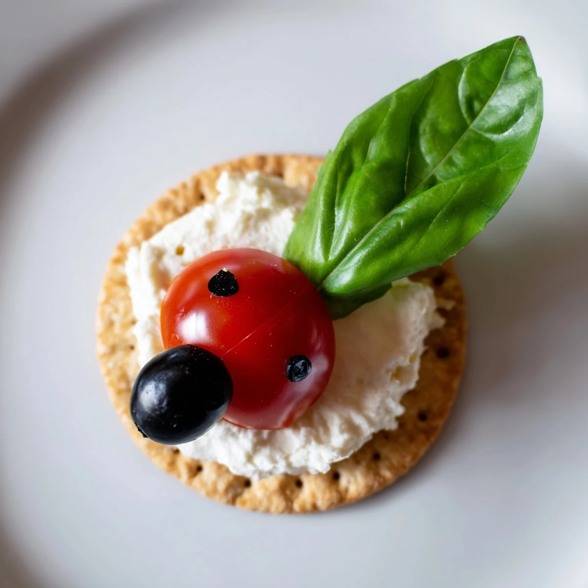 Creamy cream cheese and fresh basil are the base for these adorable Ladybug Love finger foods for any picnic.