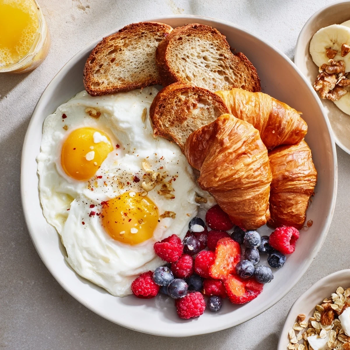 Soleil Matinal Breakfast Platter with vibrant fruits, flaky pastries, and creamy yogurt for a delightful morning.