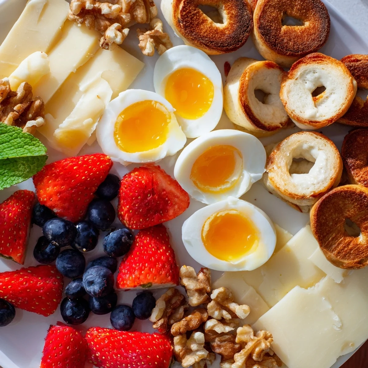 A beautiful spread showcasing a Good Morning Sun Breakfast Board, a delicious start to the day with varied, colorful ingredients.