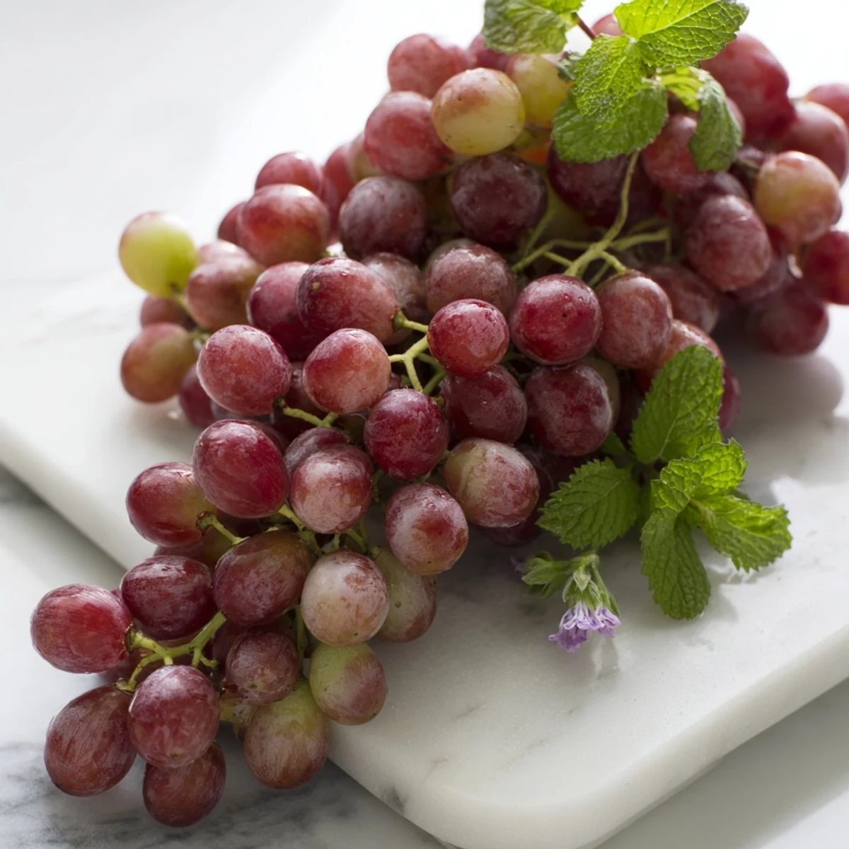 Fresh, juicy grapes spilling over a board, a visually stunning appetizer for your next gathering.