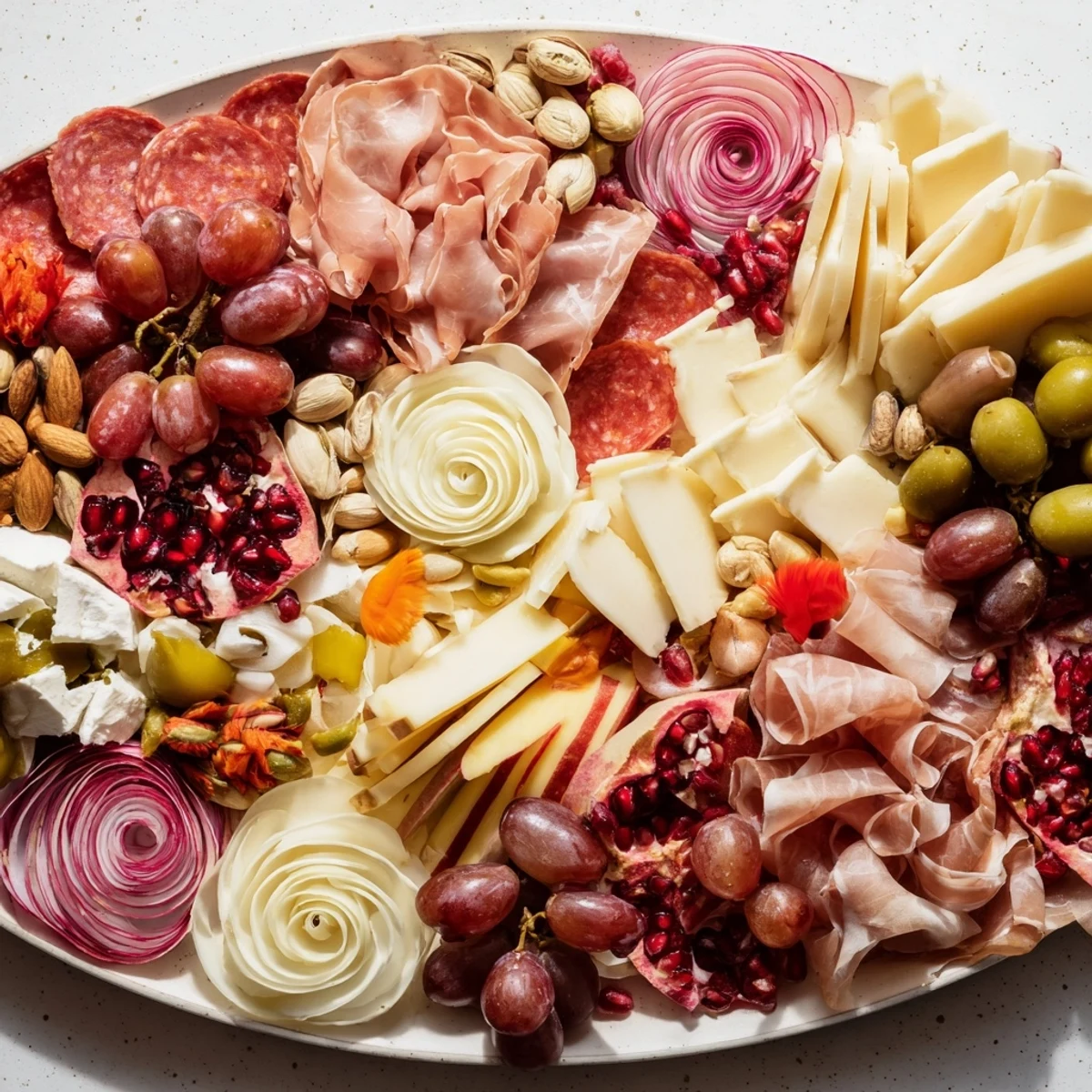 A lavish Advanced Artisan Array featuring artfully arranged meats and cheeses, perfect for a special gathering.