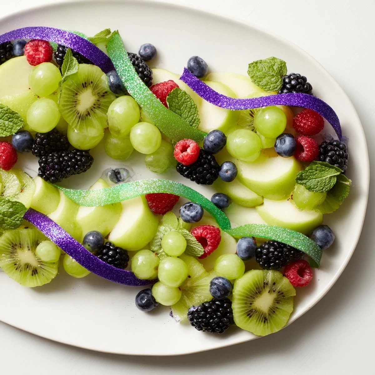 Vibrant Aurora Borealis Sweep fruit, like a swirling picture, offers a visually stunning, healthy appetizer.