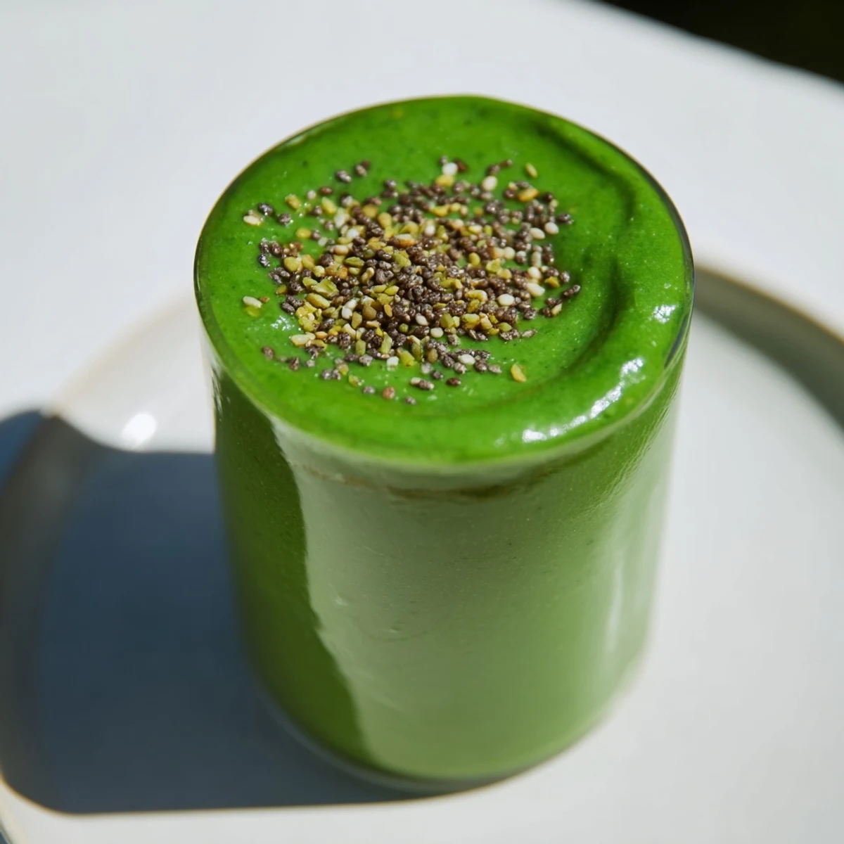 Creamy Spinach Avocado Smoothie, a bright green, refreshing smoothie perfect for breakfast.