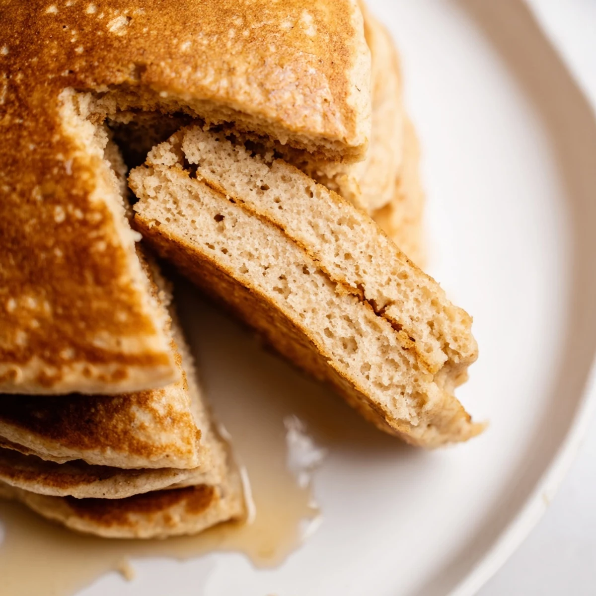 Golden, fluffy Protein Banana Pancakes, ready to be stacked and served for a quick breakfast.