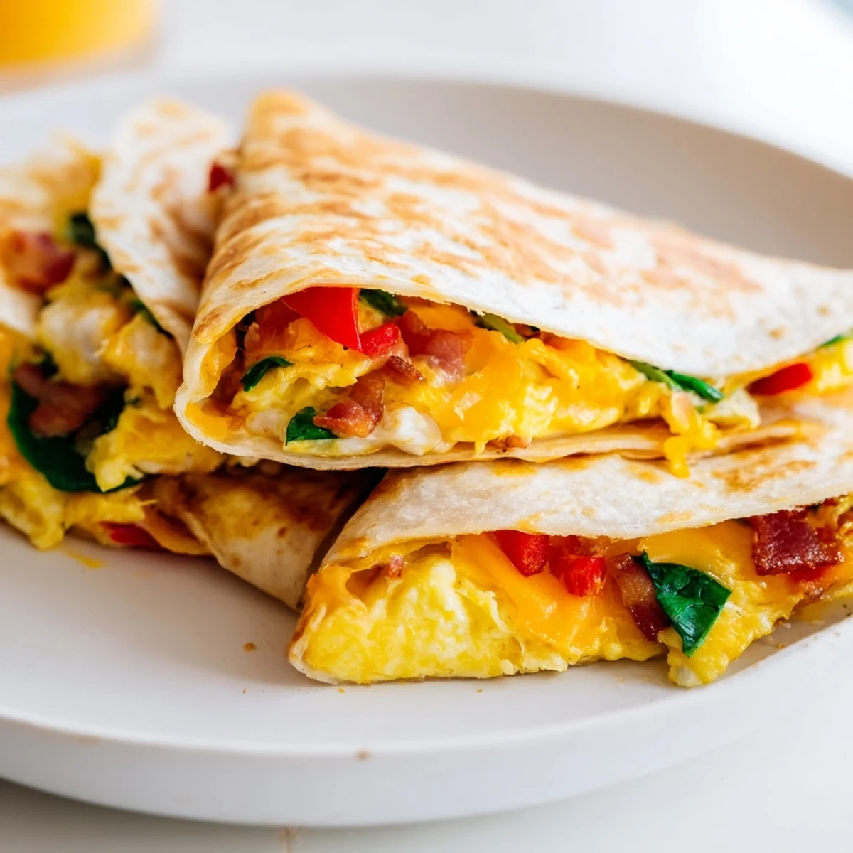 Golden-brown Breakfast Quesadilla with melty cheese and fluffy scrambled eggs, perfect for a quick breakfast.