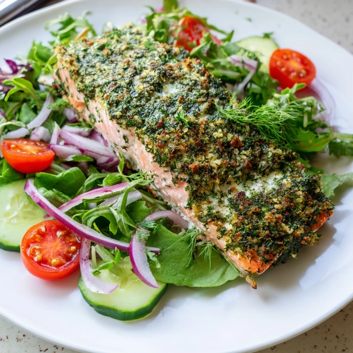 Herb-Crusted Salmon Salad