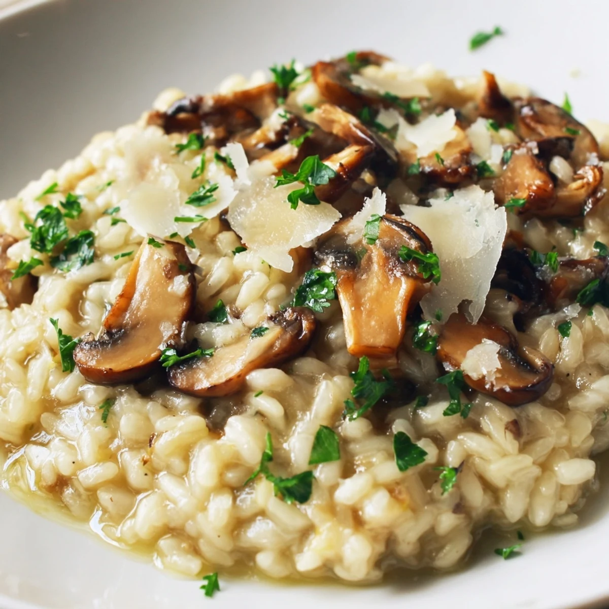 Golden sautéed mushrooms mingle beautifully in this rich, decadent risotto ready to serve.