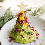 Festive holiday appetizer displaying a delicious whipped avocado Christmas tree dip, ready to be enjoyed.