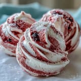 Delicate, light as air Black Currant Meringues, dusted with purple powder and served beside a bowl of fresh blackberries.