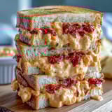 Classic Southern pimento cheese finger sandwiches on white bread, creamy and tangy with a hint of cayenne.