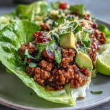 Healthy low-carb Turkey Taco Lettuce Wraps ready to be filled and enjoyed.