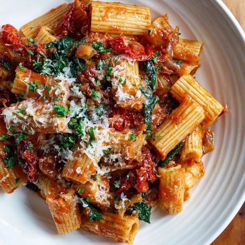 Steaming Mediterranean Baked Garlic & Herb Pasta, bubbling with melted cheese and fresh herbs, ready to serve.