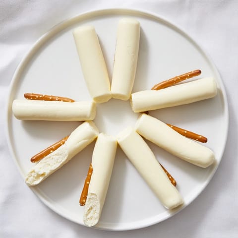 String Cheese & Pretzel Rods: Savor the satisfying crunch of pretzels combined with smooth, melty cheese for snack time.