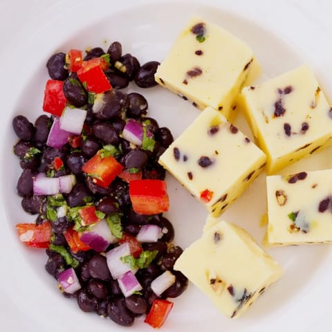Pepper Jack Cubes Black Bean Salsa