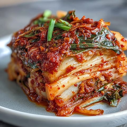 Spicy, tangy kimchi recipe in a jar, perfect for probiotic-rich Korean meals.