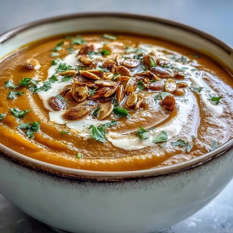 A warm bowl of pumpkin soup served with a crusty bread slice on the side.