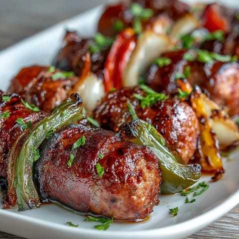 Sheet pan sausage and peppers with juicy sausages and sweet bell peppers, roasted to perfection for a quick and colorful dinner.