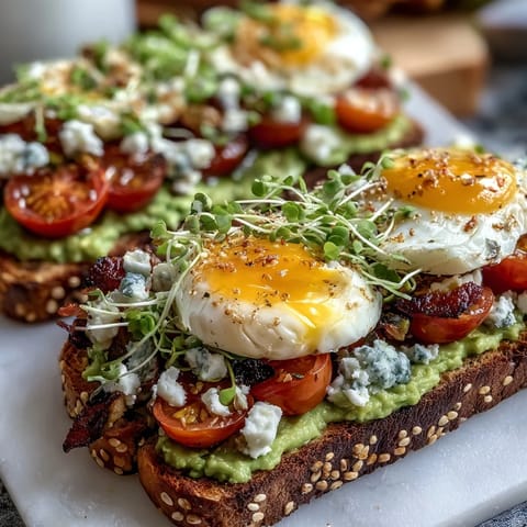 Spring Brunch Avocado Toast Board with colorful toppings arranged on a rustic wooden board, perfect for a festive weekend gathering.
