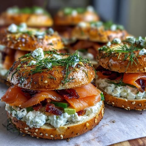 Vibrant smoked salmon bagel board with cream cheese, fresh veggies, and dill for an elegant spring brunch spread.