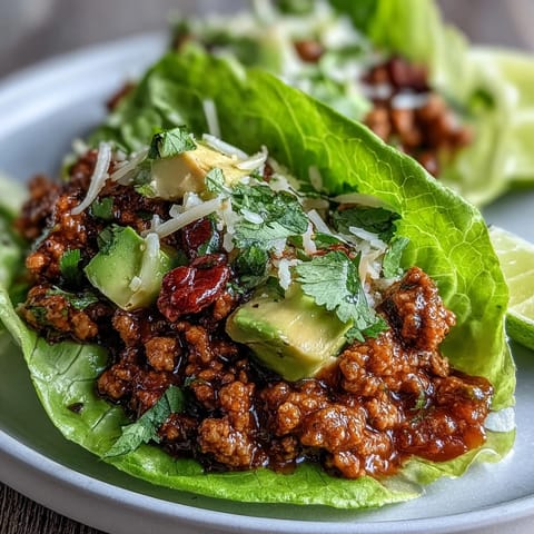 Juicy Turkey Taco Lettuce Wraps piled high with fresh toppings.