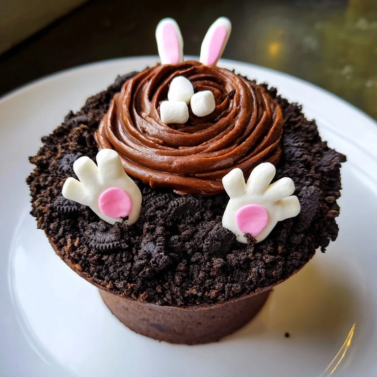 Serve the delightful Bunny Burrow Cupcake Tray: Moist chocolate cupcakes with fluffy buttercream, ready for spring celebrations.