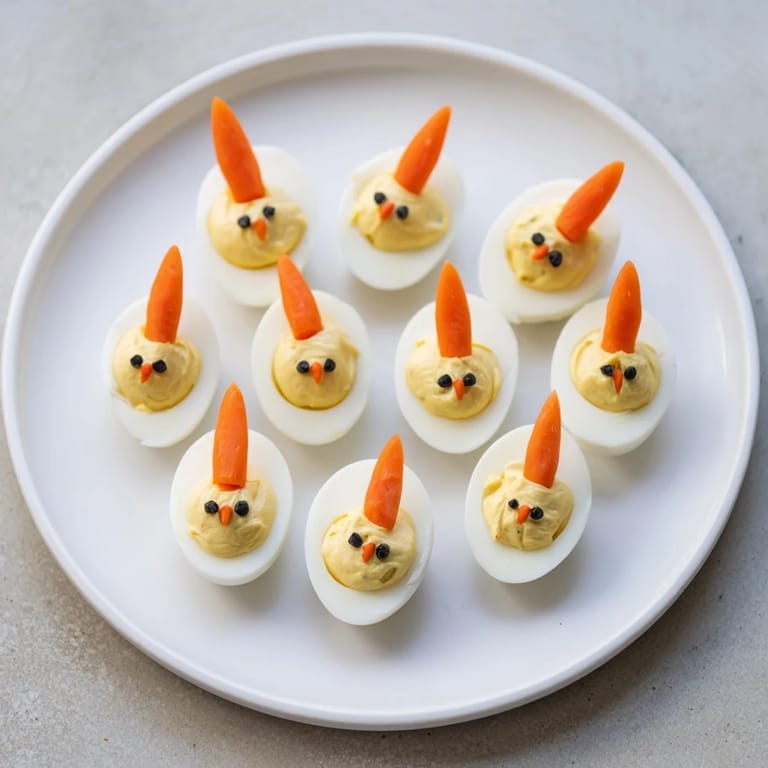 Vibrant Chick & Duckling Snacks, featuring egg "chicks" and tomato/mozzarella "ducklings," ready to serve.