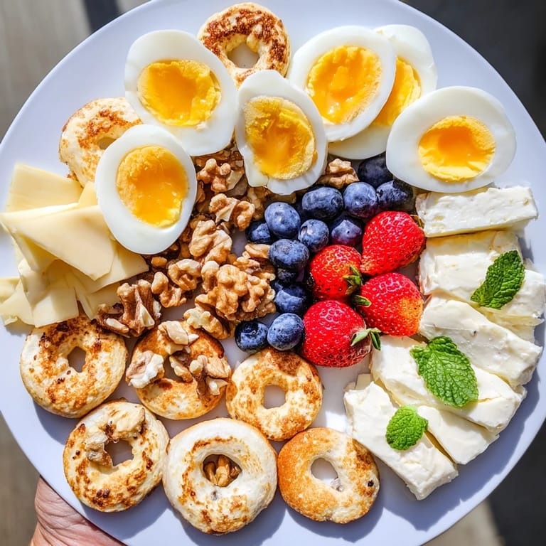 Vibrant Good Morning Sun Breakfast Board arranged with fruit, bagels, and cheese; a perfect, energizing breakfast idea.