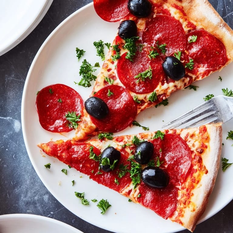 A platter of sliced pepperoni and olive halves, a simple and flavorful party snack.