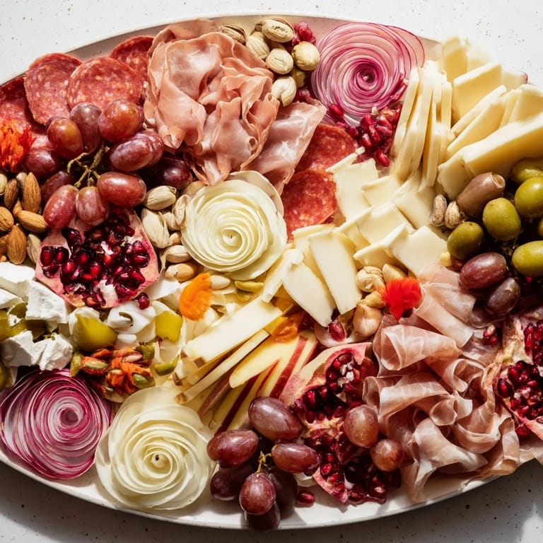 A lavish Advanced Artisan Array featuring artfully arranged meats and cheeses, perfect for a special gathering.