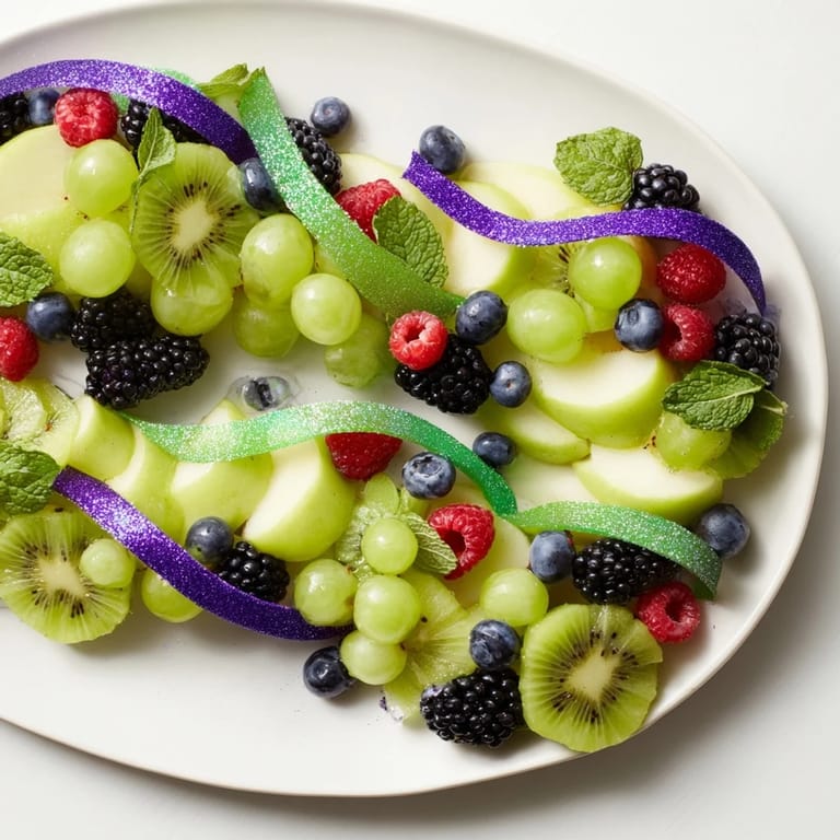 Vibrant Aurora Borealis Sweep fruit, like a swirling picture, offers a visually stunning, healthy appetizer.