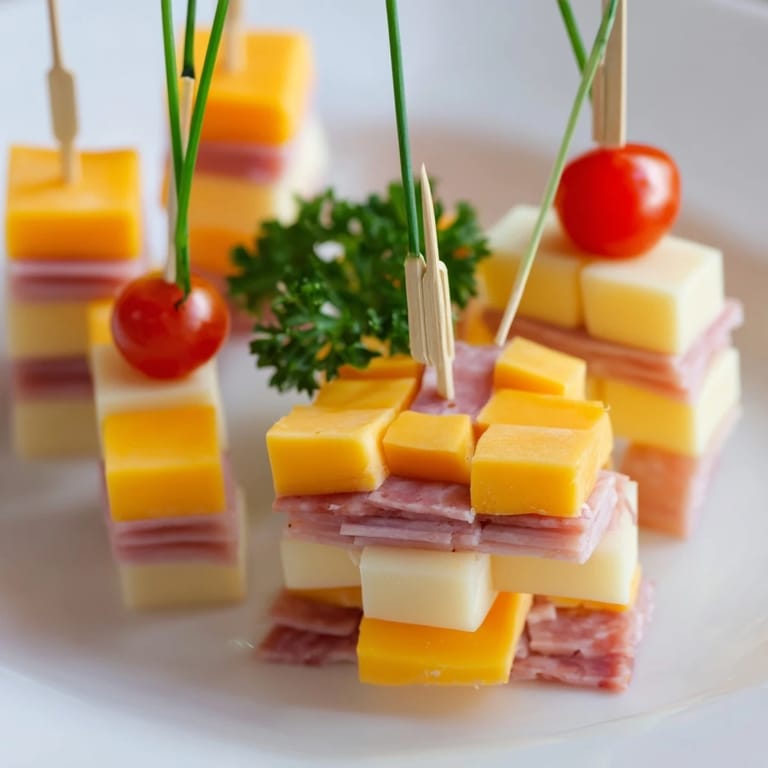 Savory The Checkerboard Chalet appetizer featuring a checkerboard base with a 3D chalet structure, ready to serve!