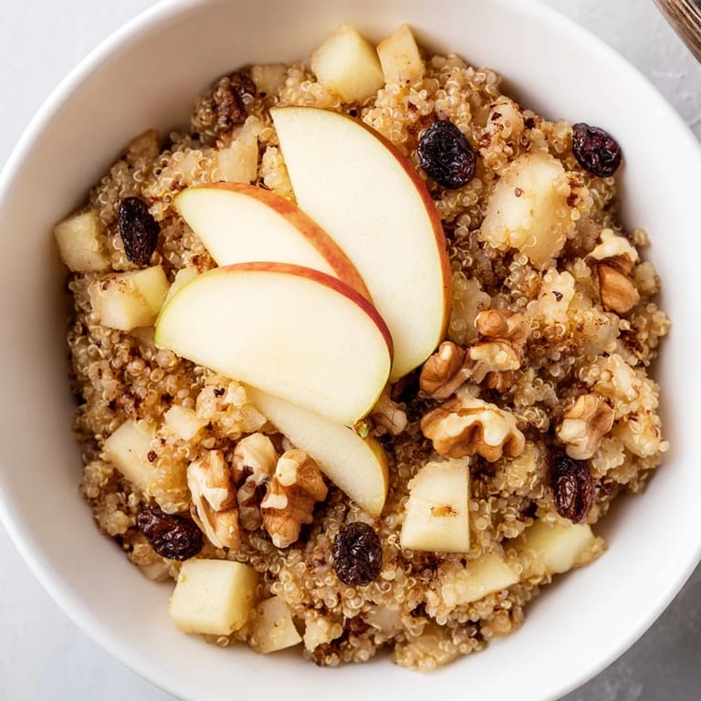Fluffy Apple Cinnamon Quinoa Bowl, a hearty dish with diced apples, perfect for a gluten-free meal.