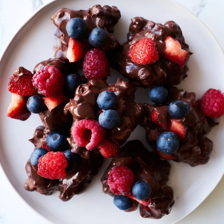 Rich, dark chocolate coats these delicious frozen chocolate yogurt clusters for a perfect snack.