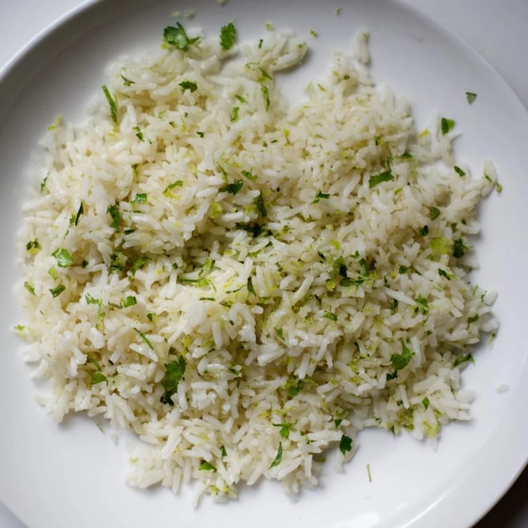 Fresh, vibrant Cilantro Lime Rice, a side dish featuring bright green cilantro and zest.