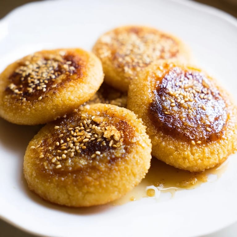Arrangement of freshly fried Makroudh, showcasing the diamond shape of these Tunisian cookies.
