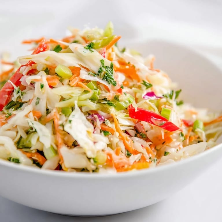Close-up of Sauerkraut Slaw featuring fermented cabbage, green onions, and parsley, drizzled with tangy apple cider vinaigrette for gut health.