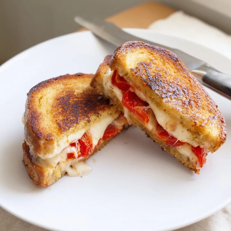 Melted pepper jack cheese and ripe tomato slices in this Pepper Jack & Tomato Grilled Cheese evoke a savory, spicy American classic.