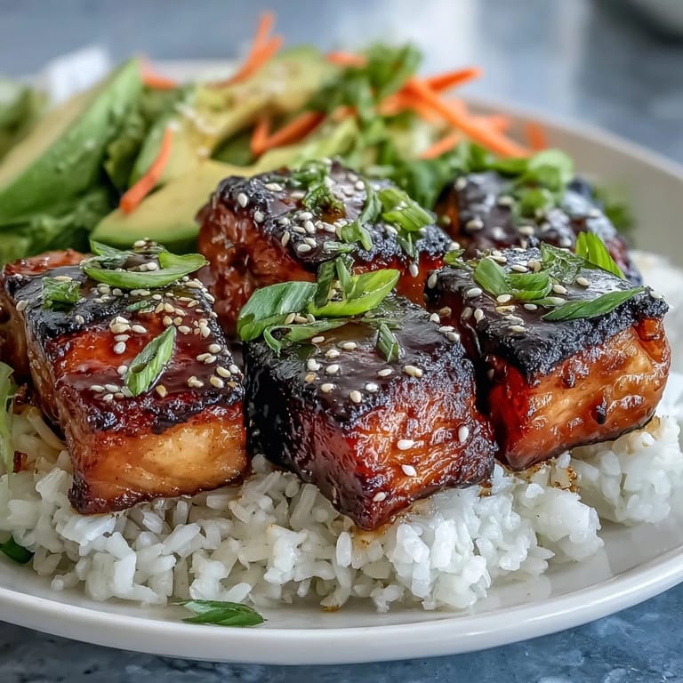 Hot Baked Salmon Rice Bowl with tender fish, jasmine rice, fresh veggies, and lime wedges, perfect for a quick, balanced family meal.