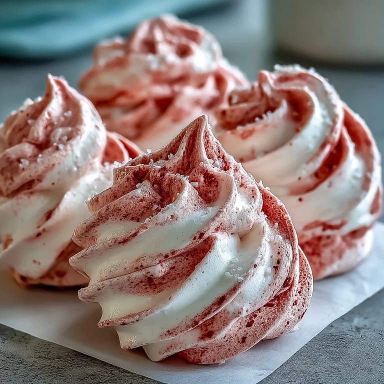 Crunchy, gluten-free Black Currant Meringues with tangy swirls, elegantly piped and cooled on a wire rack with visible parchment edges.