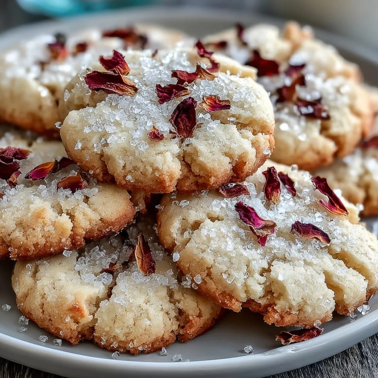 Buttery shortbread cookies topped with edible flowers, elegantly arranged in a gift box for Mother's Day.