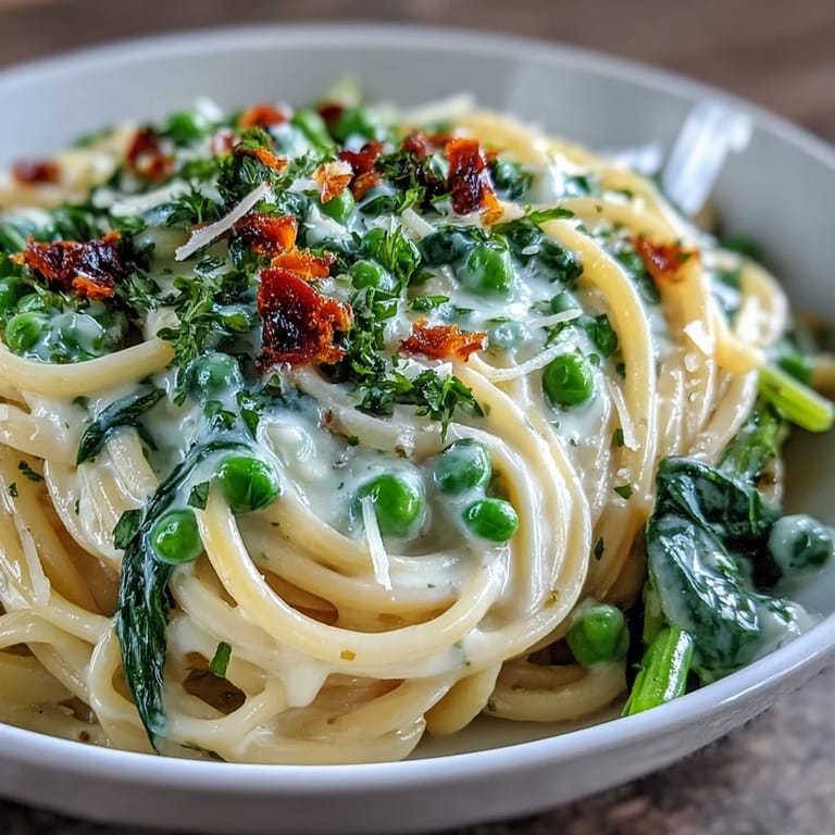 Fresh lemon cream pasta with peas and Parmesan, a simple vegetarian recipe bursting with springtime flavor.