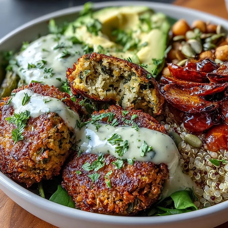 Fresh and nourishing Spring Buddha Bowl with seasonal roasted veggies, quinoa base, and creamy lemon-tahini drizzle for a balanced meal.