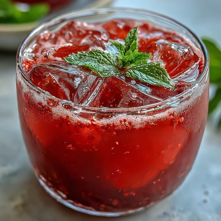A refreshing Juneteenth Red Drink: Hibiscus Strawberry Lemonade, perfect for summer sipping.