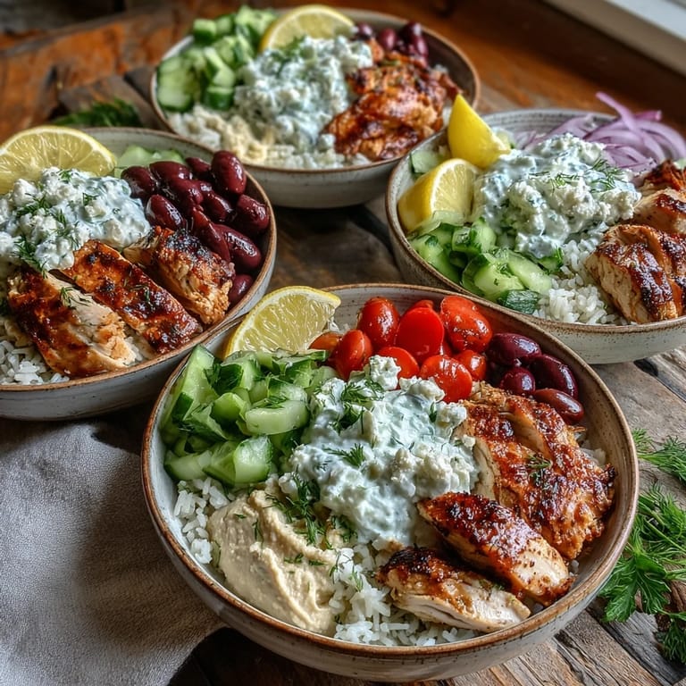 Hearty Greek Chicken Bowls, a wholesome and delicious Mediterranean dinner creation.