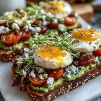 Spring Brunch Avocado Toast Board with colorful toppings arranged on a rustic wooden board, perfect for a festive weekend gathering.