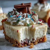 Creamy graduation cheesecake bites with buttery graham cracker crust and festive toppings, perfect for party celebrations.  