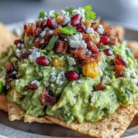 Vibrant guacamole bar with five flavorful toppings, perfect for interactive party dipping.